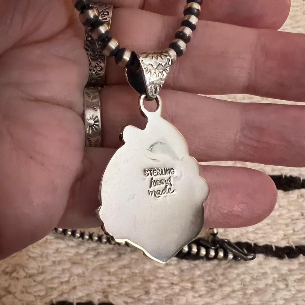 ❤️ Kingman Turquoise Navajo Sterling Silver Decorative Pendant 8.3 Gm / 1.73”L - Picture 5 of 15